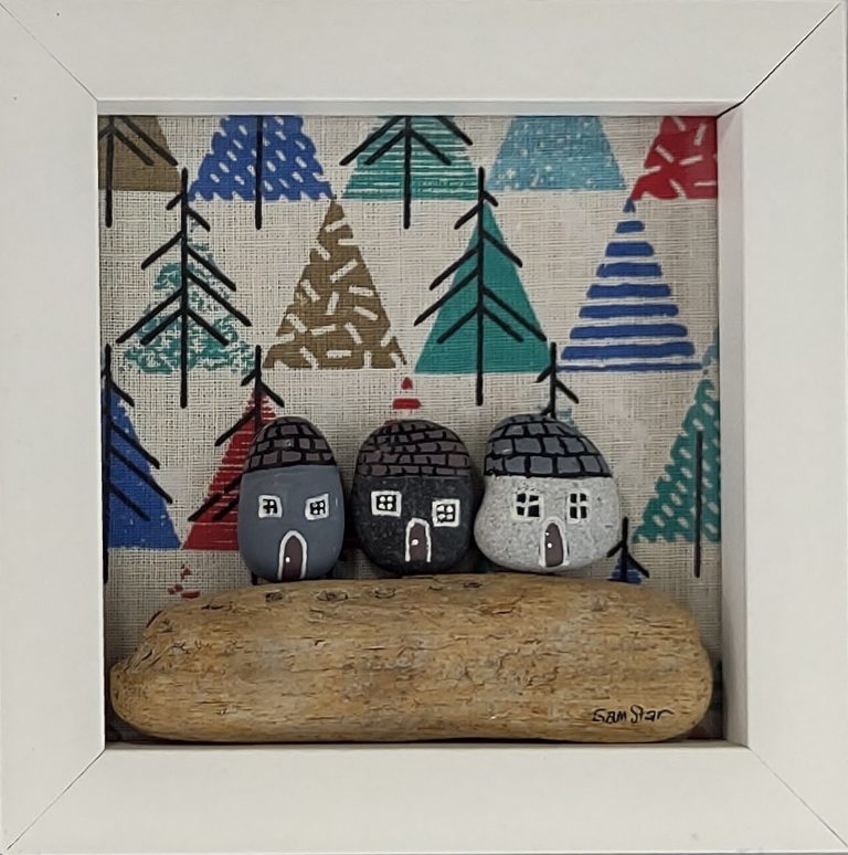 Handmade house artwork from found coastal materials